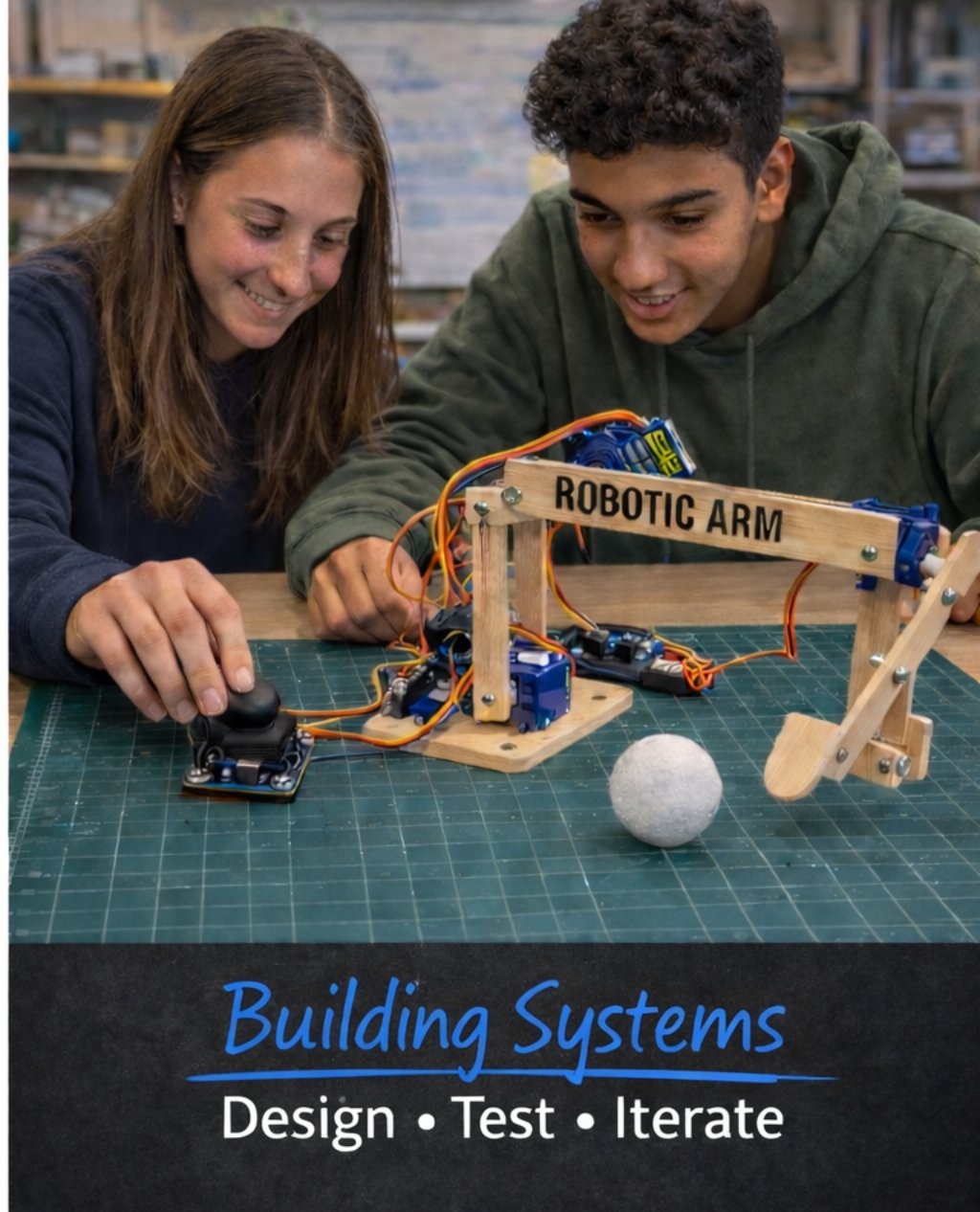 Hands-on robotics and electronics systems being built and tested